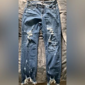 Judy Blue high waisted skinny distressed jeans